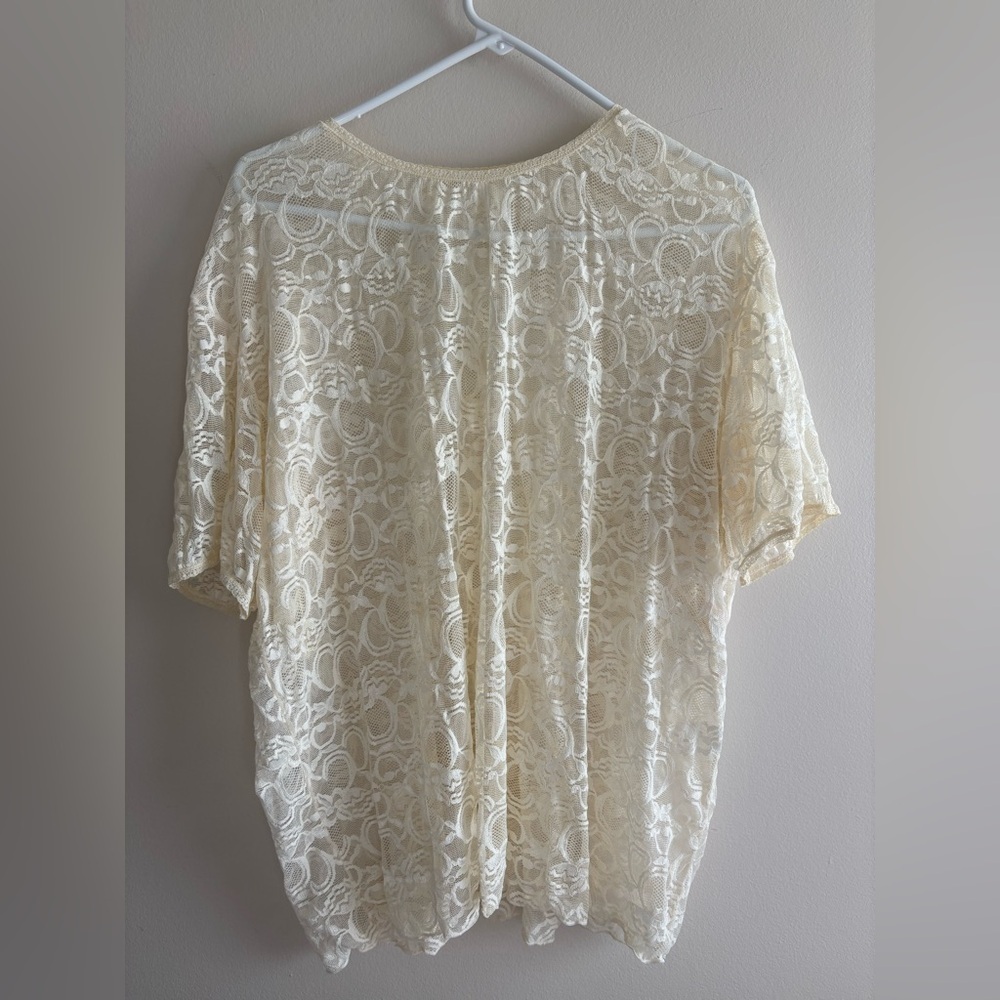 Gold Label Victoria’s Secret Cream Lace Women's T-shirt Shabby chic size L